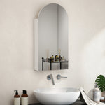 Bathroom Mirror Cabinet With Adjustable Glass Shelves | White