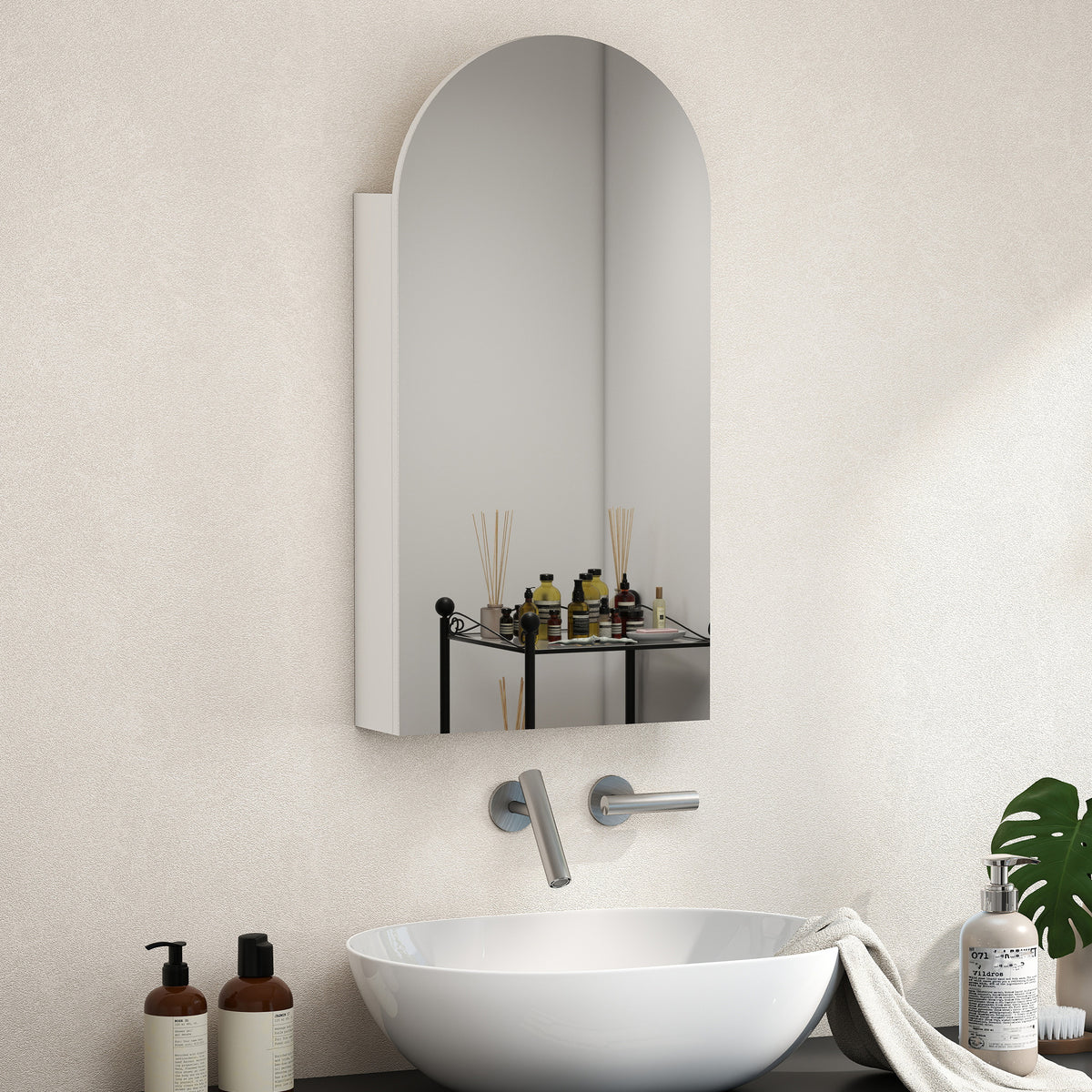 Bathroom Mirror Cabinet With Adjustable Glass Shelves | White