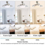 42 Inch Modern Chrome Ceiling Fan With Led Light & Remote 3 Blade Quiet Fan