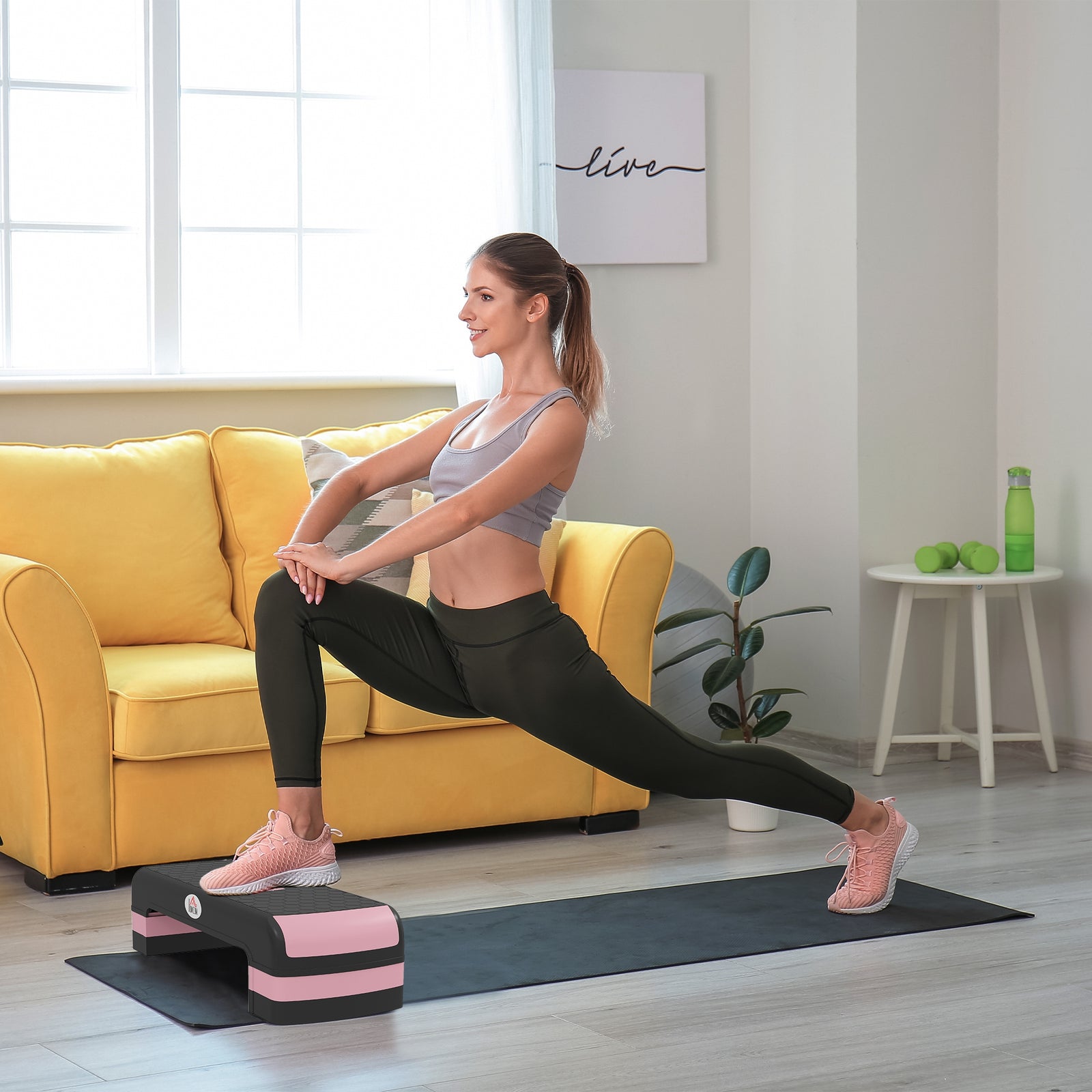 Aerobic Step Three-level Adjustable Exercise Stepper | Pink