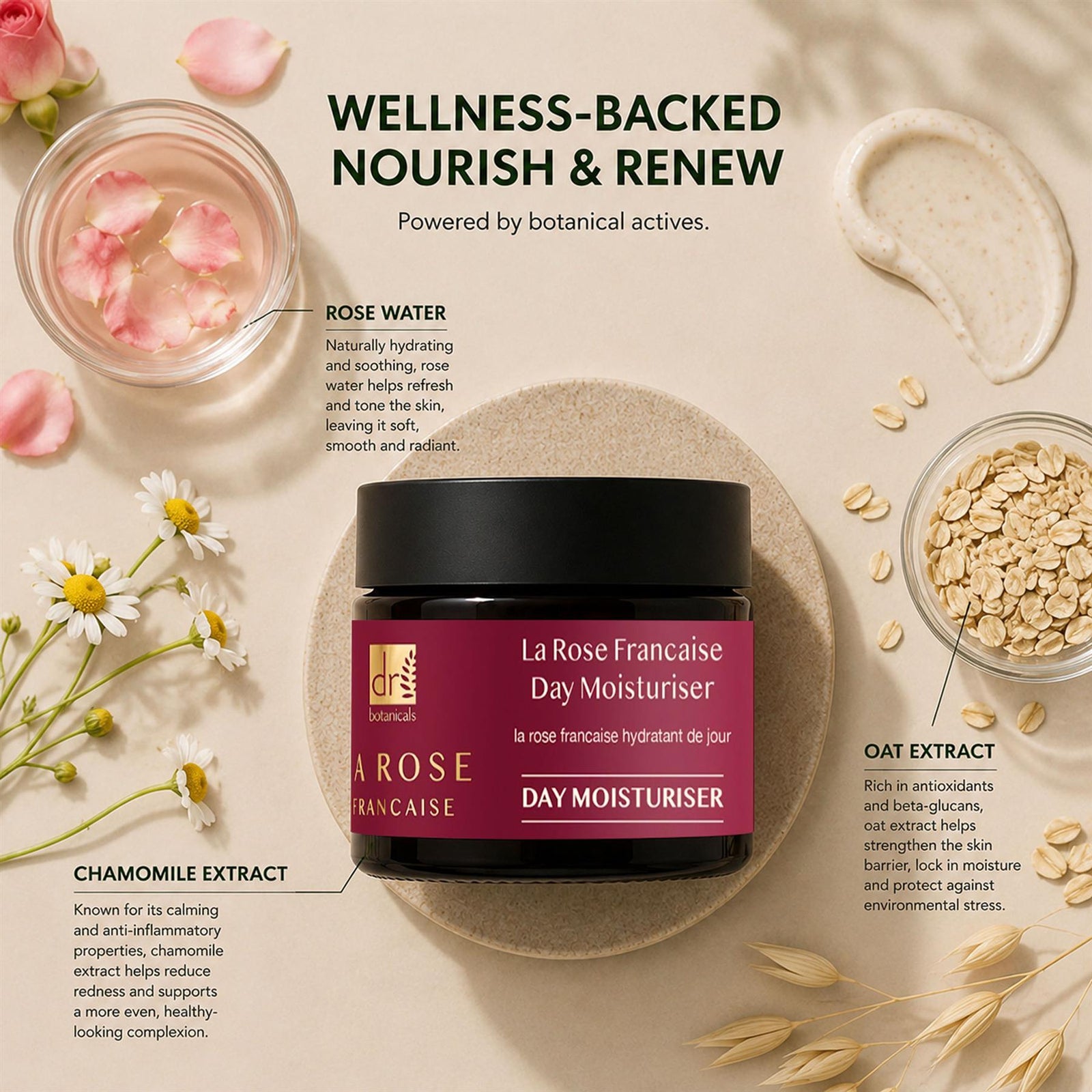 La Rose Francaise Anti-ageing Day Moisturiser 50ml For Hydration And Brightening