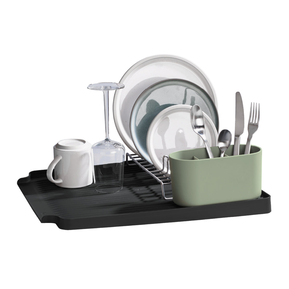 Large Recycled Draining Rack - Charcoal Grey Kitchen Dish Drainer - Holds up to 10 Plates - Made in the UK