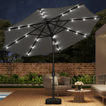 3m Outdoor Patio Parasol – Solar-powered Umbrella With 24 Led Lights, Tilt & Crank Handle, With Fillable Base | One Size | Dark Grey