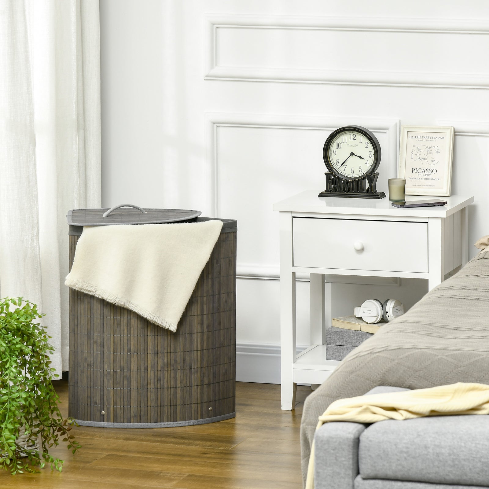 55l Bamboo Corner Laundry Hamper Bamboo Laundry Basket | One Size