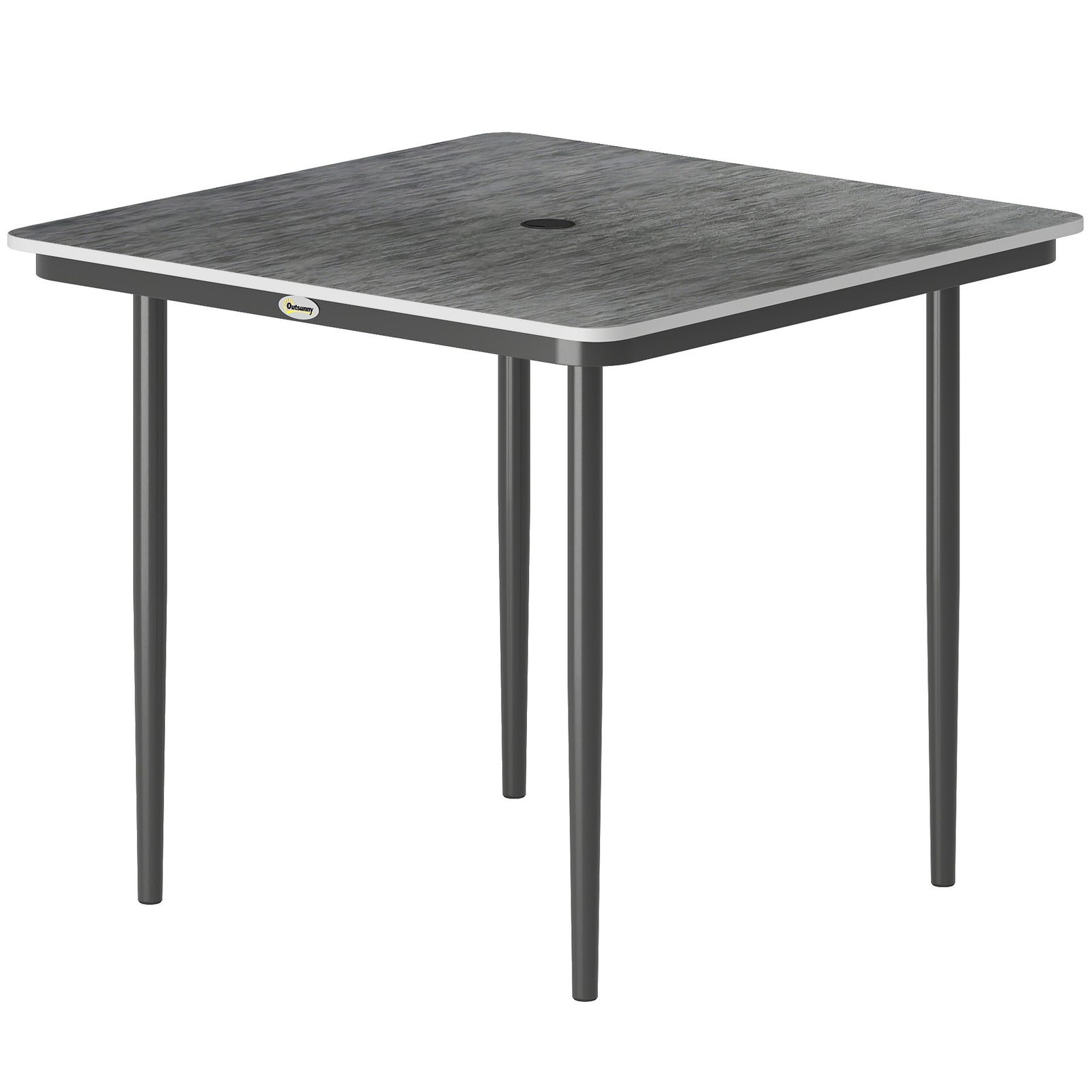Garden Dining Table, Outdoor Table With Umbrella Hole | Dark Grey