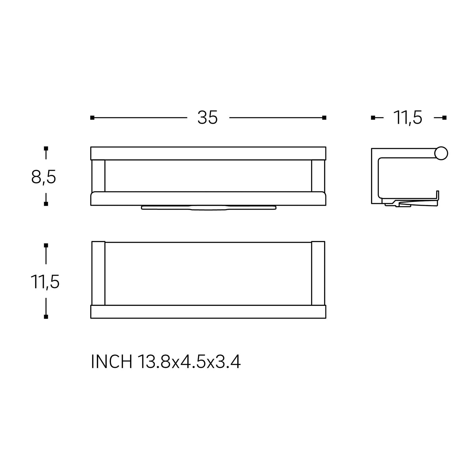 Bathroom Shelf, Organizer, Glass Wiper Matt White Architect S+ Collection