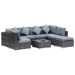 8pc Rattan Sofa Garden Furniture Aluminium Outdoor Patio Set | Gray