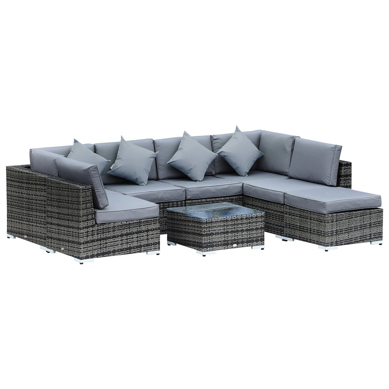 8pc Rattan Sofa Garden Furniture Aluminium Outdoor Patio Set | Gray