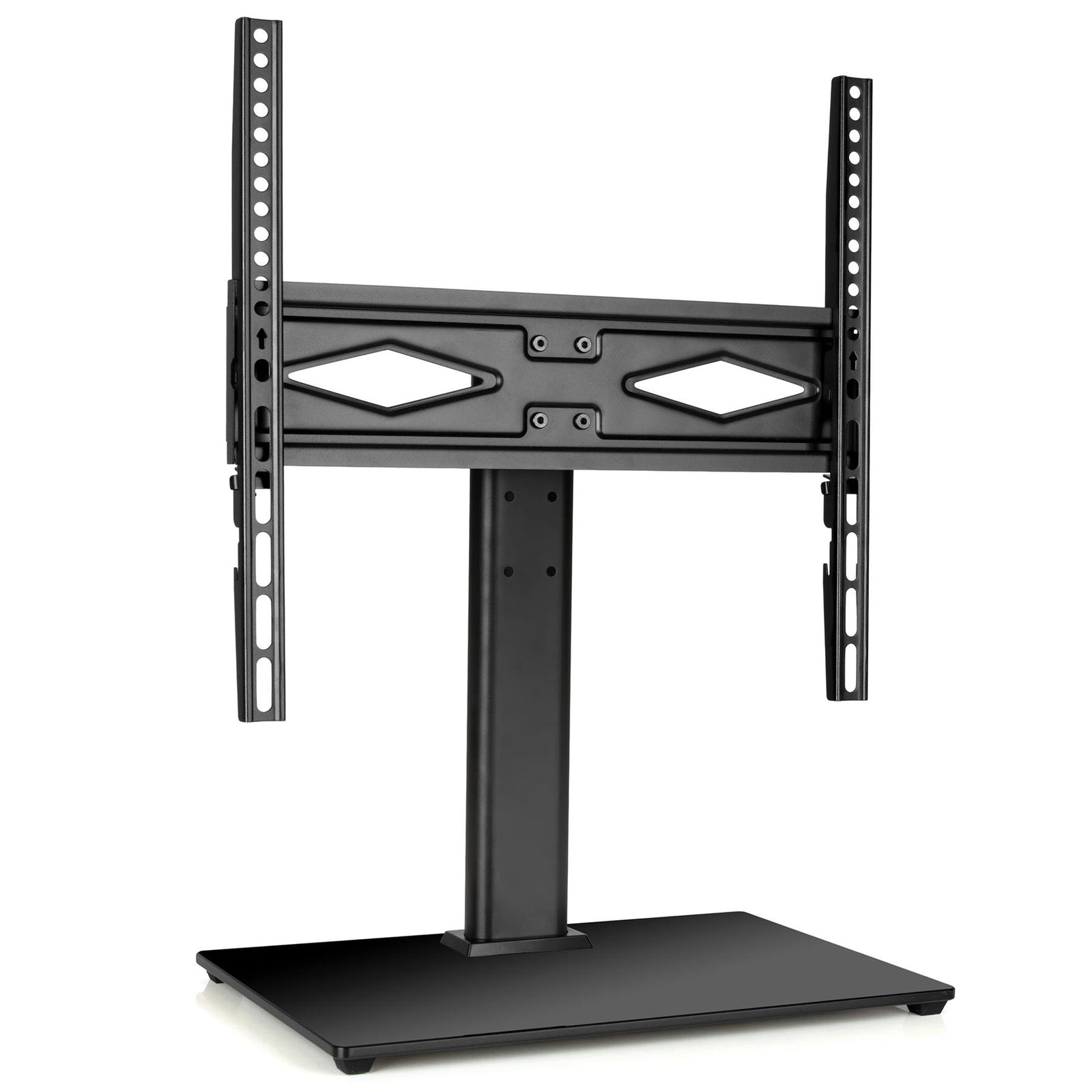 Universal Tv Table Stand 24 To 60 Inch Tvs, Swivel & Height Adjustable, 45kg Load, Max Vesa 400x400mm, Tempered Glass Base
