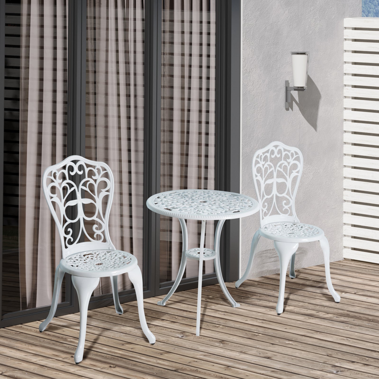 3 Pieces Antique Garden Bistro Set For 2 , White
