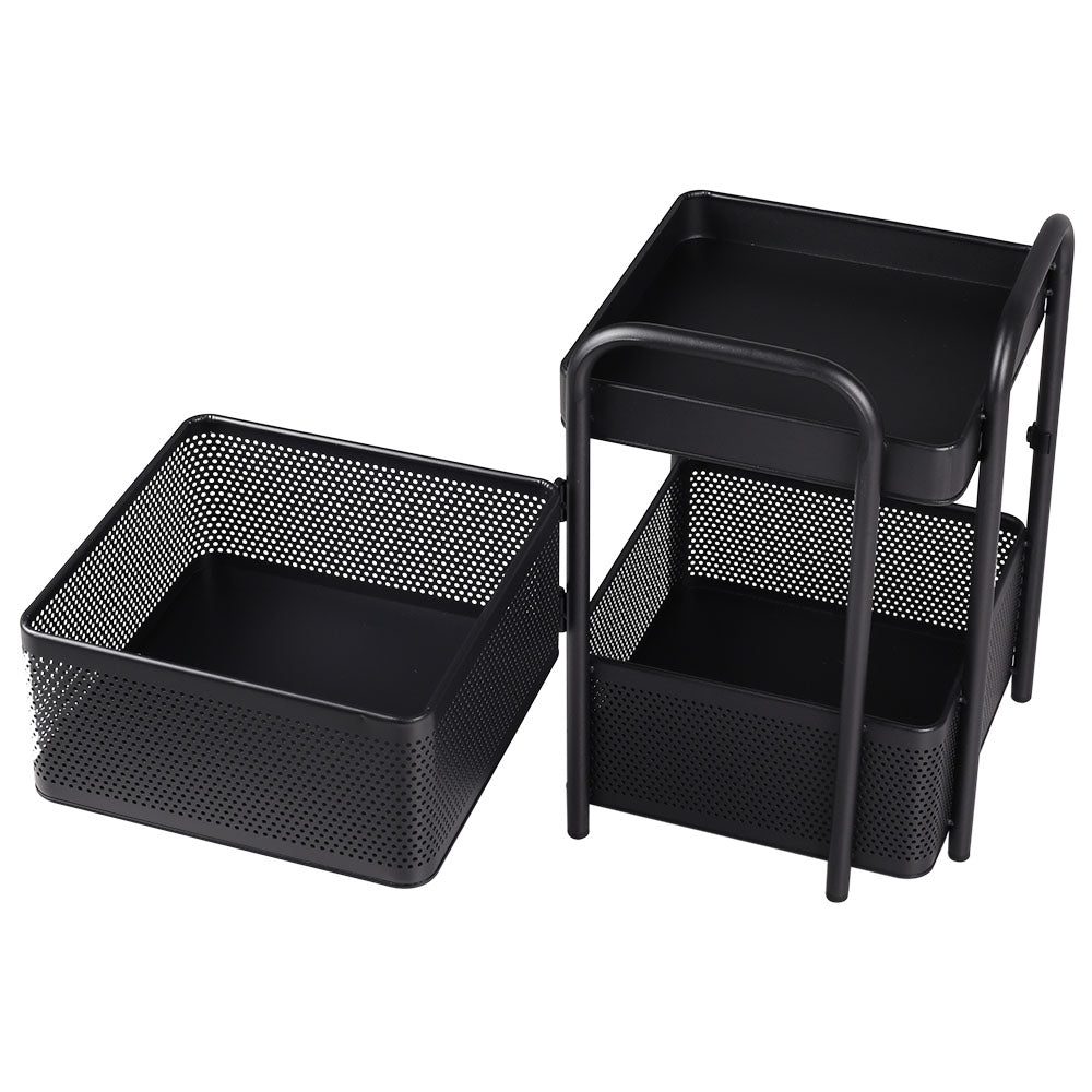 2-tier Rotatable Kitchen Storage Rack Swivel Shelf Organizer For Countertop Or Cabinet