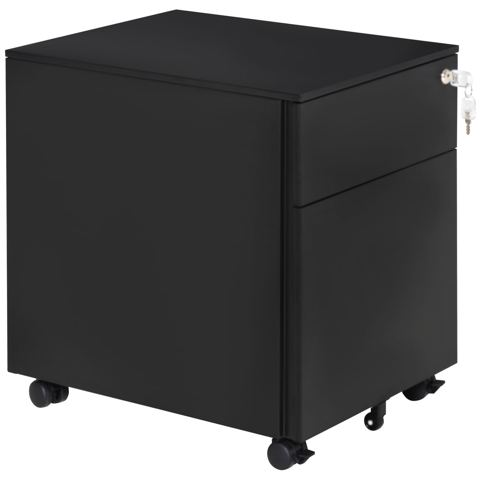 Mobile File Cabinet Steel Lockable With Pencil Tray | One Size | Black