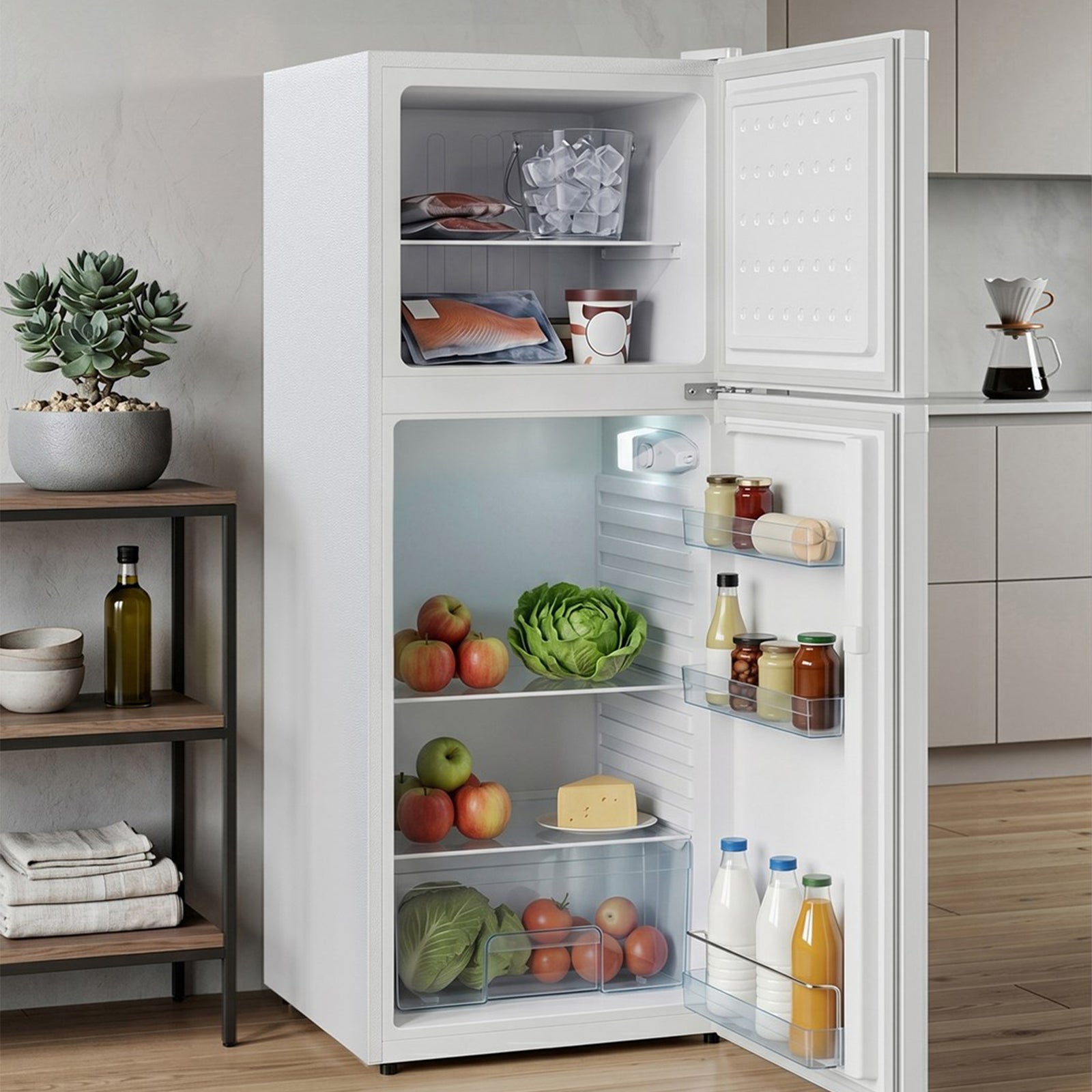 180l Double Door Fridge Freezer With Separate Cooling Zones | White