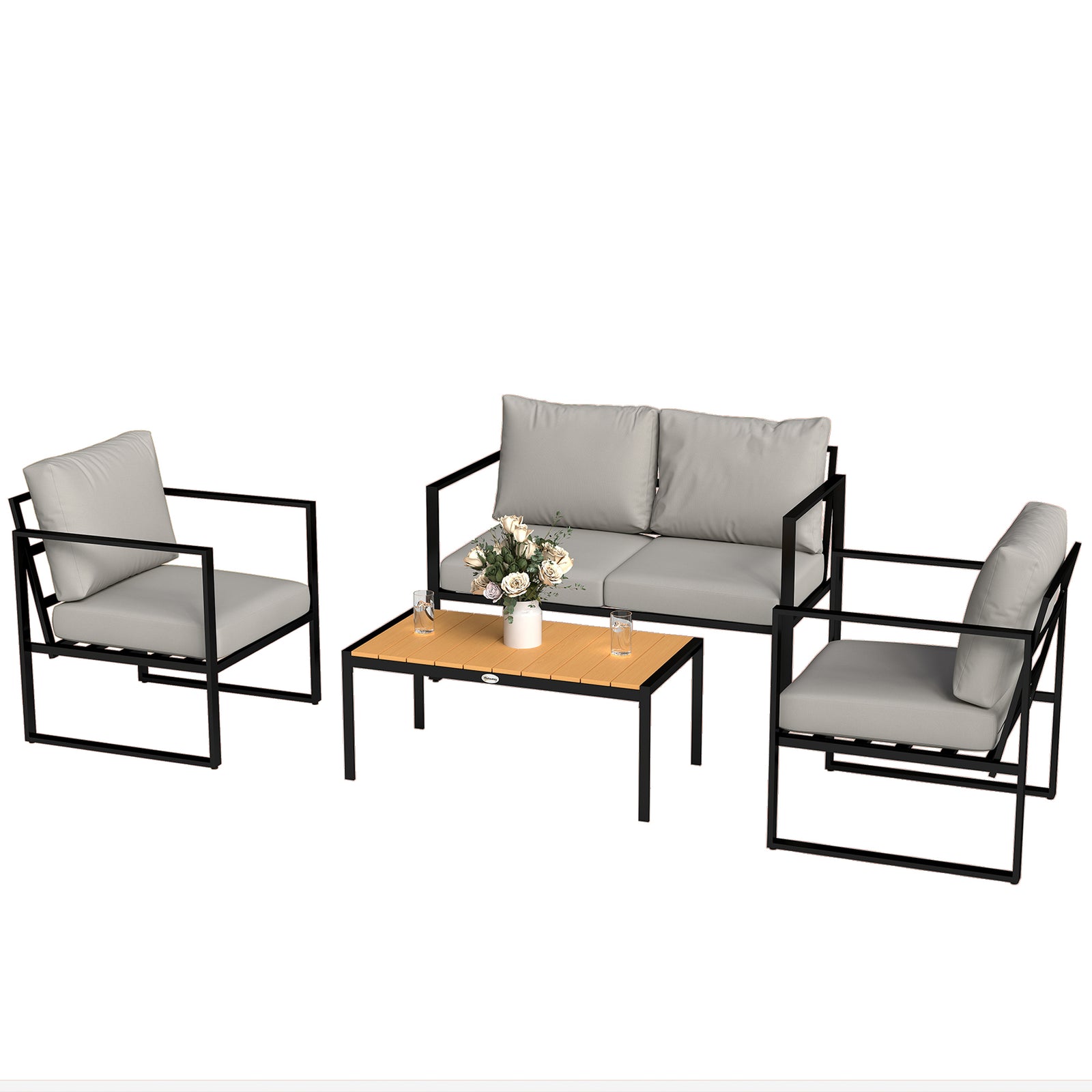 Outsunny Outdoor Garden Furniture Set, 4 Piece Patio Furniture