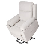 Ergonomic Chenille Single Sofa – Recline Up To 135°, Footrest, Side Pockets, Wood & Iron Frame | Beige