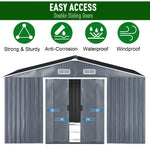 12x10 Ft Metal Apex Roof Garden Shed Outdoor Storage House