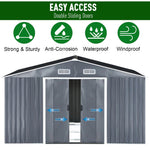 12x10 Ft Metal Apex Roof Garden Shed Outdoor Storage House