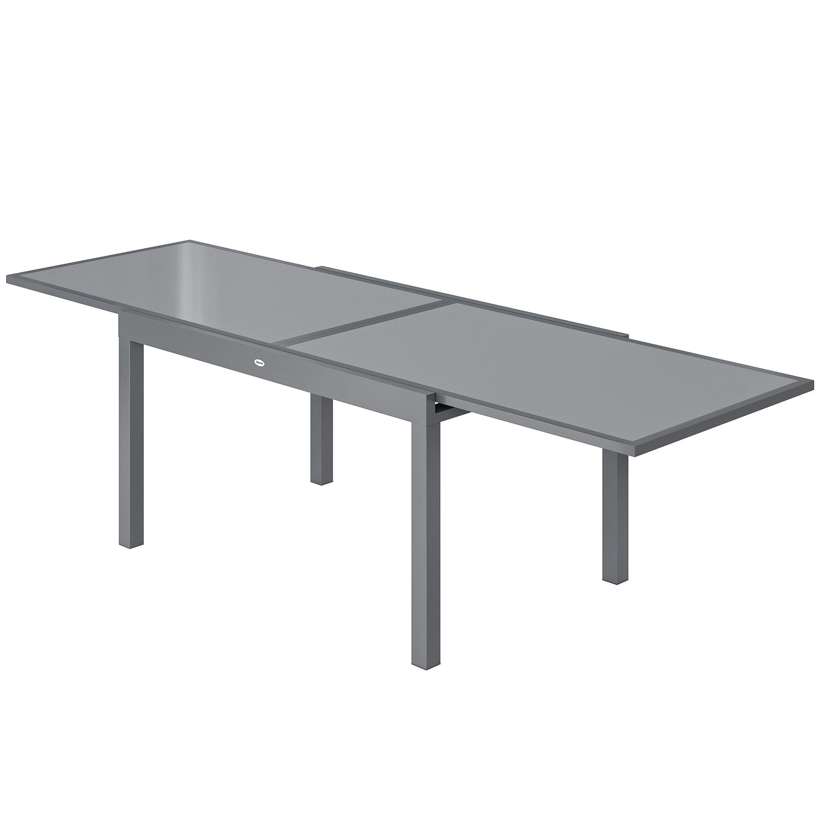 Outsunny Aluminium Extending Garden Table, Glass Top Dining Table, Grey
