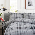 Buchanan Check Printed Brushed 100% Cotton Bedlinen Duvet Set | King | Gray