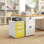 3 Drawer Modern Steel Filing Cabinet With 4 Wheels | One Size | Yellow