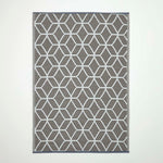 Luxury Outdoor Rug Waterproof Reversible Round For Garden Patio, Grey Geometric