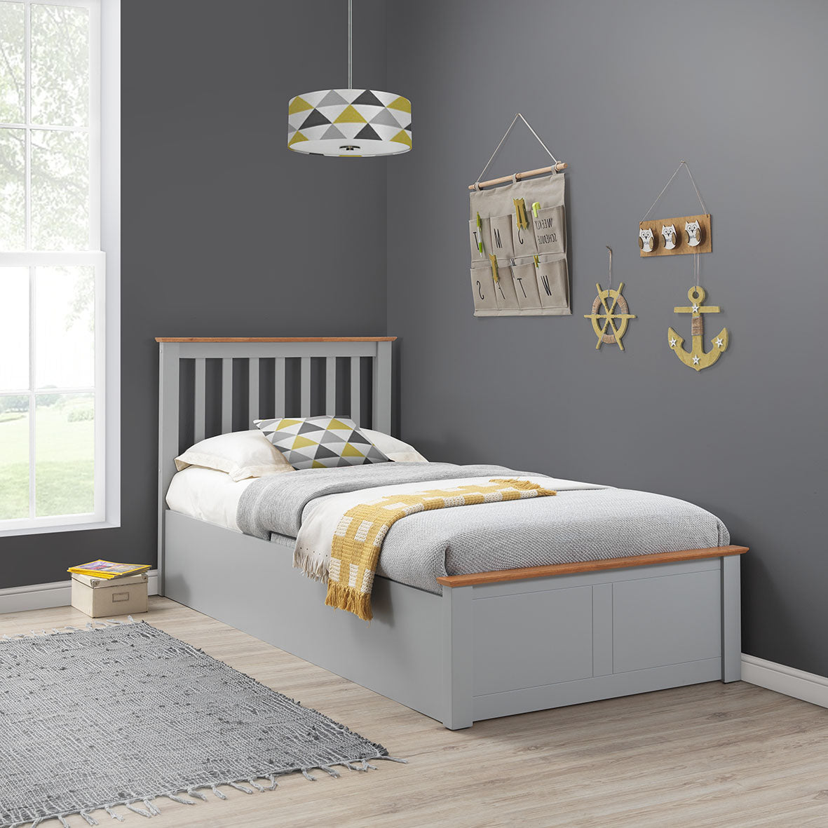 Francis Wooden Ottoman Bed | Single | Grey