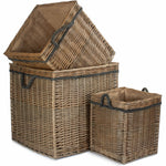 Antique Wash Square Storage Log Basket | Set-of-3 | Brown