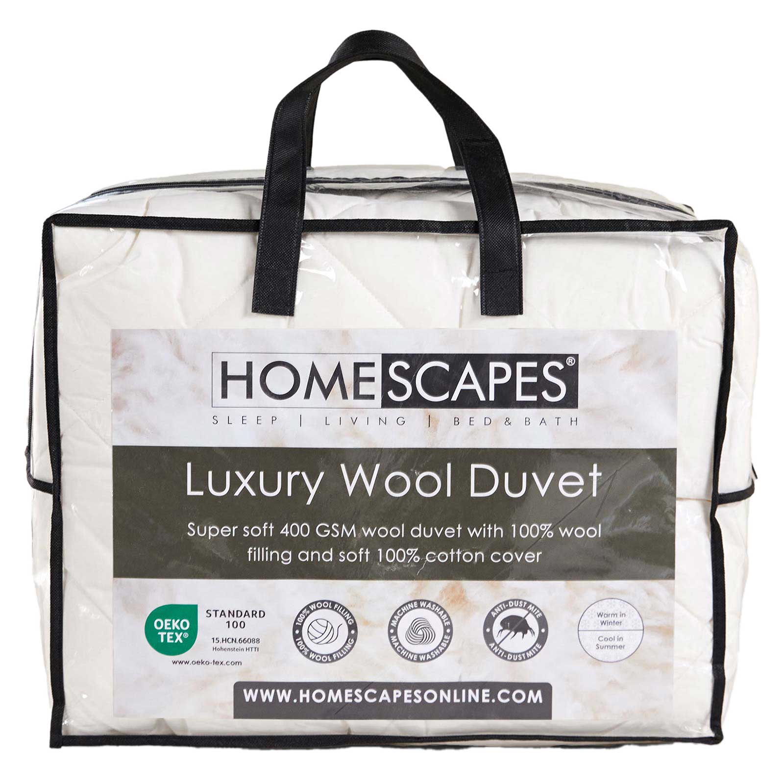 Premium Heavy Wool Duvet - Warm & Washable | King | White