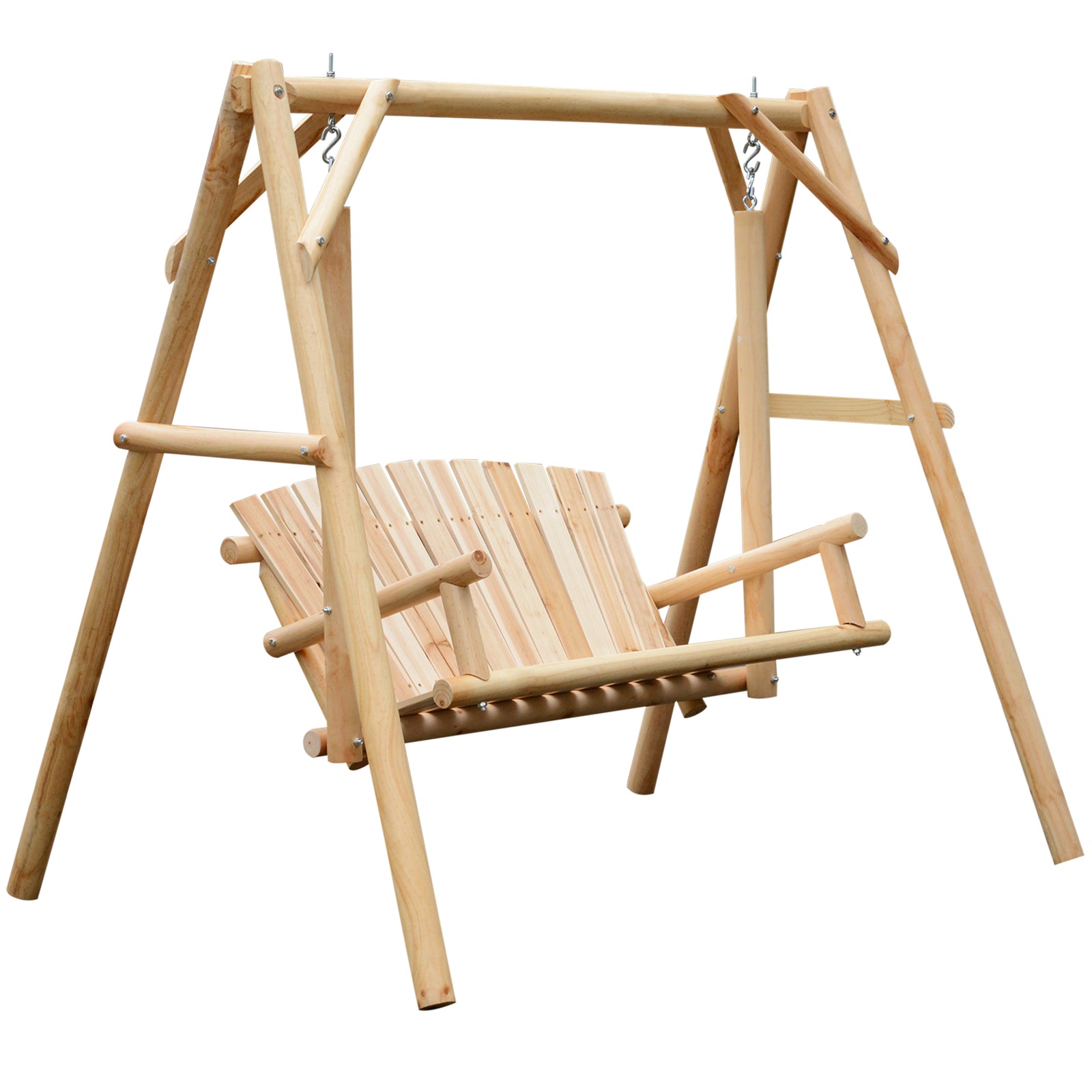 Outdoor 2 Seater Porch Swing Wooden Rustic Patio Bench