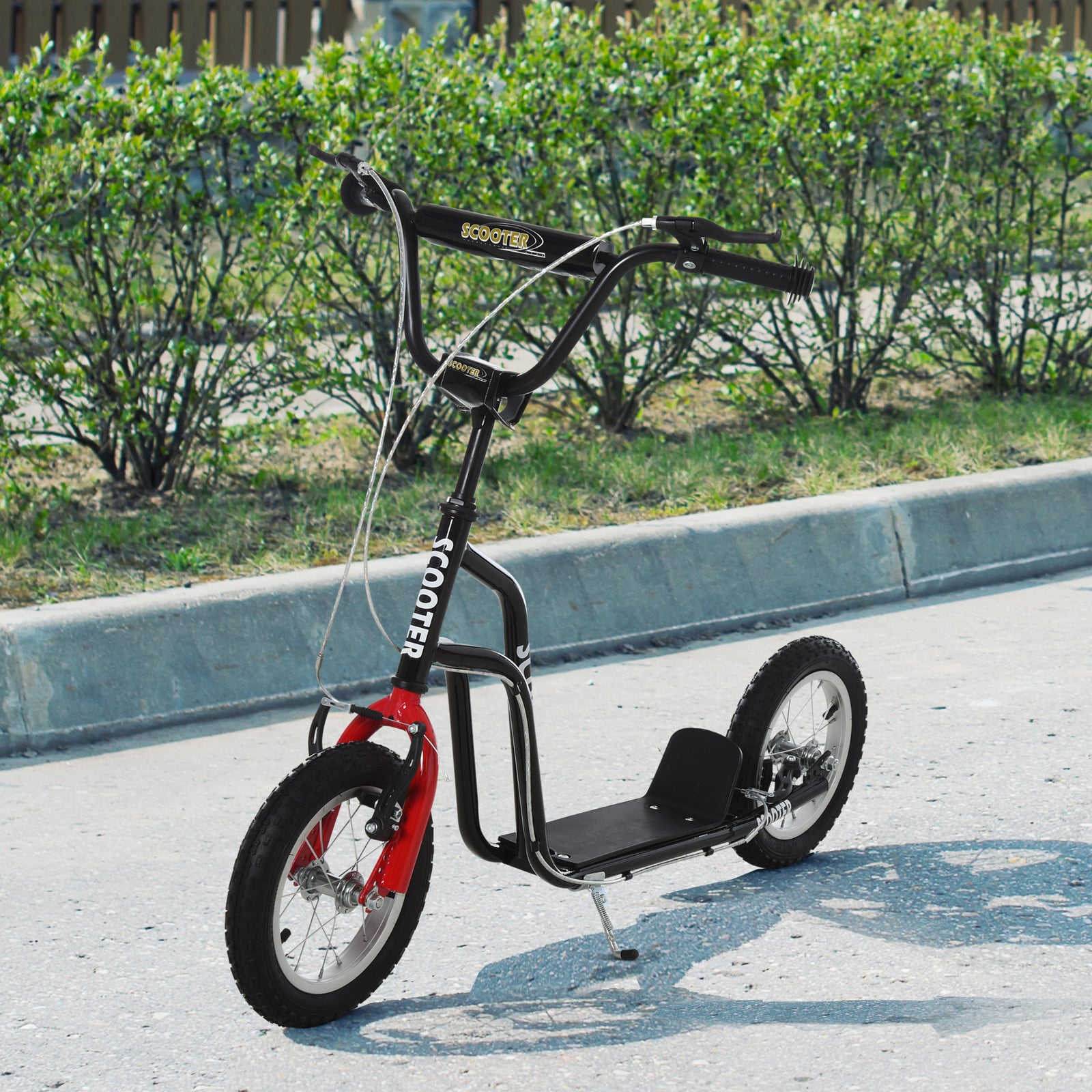 75-80cm Kids Kick Scooter W/ Adjustable Handlebar Inflatable Wheels | Black