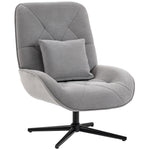 Swivel Accent Chair, Chenille Armchair With Lumbar Pillow | Light Grey
