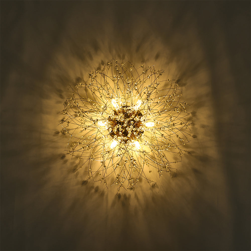 50cm Dandelion Ceiling Light Chandelier 6-light Modern Flush Mount Ceiling Light Fixture | Gold