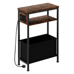 Levede Slim Side Table With Charging Station Storage Narrow End Table Sofa Living Room