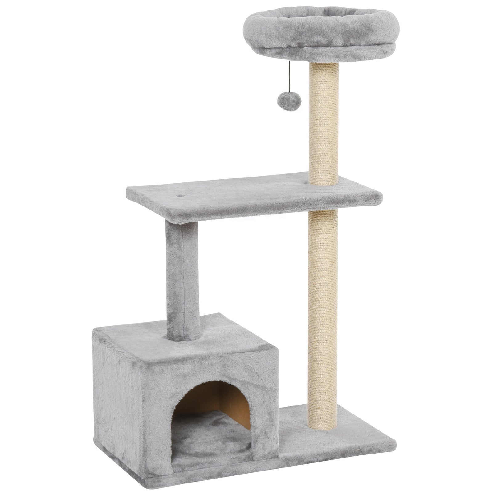 Cat Tree For Indoor Cats Kitten Tower W/ Scratching Posts Bed House Grey