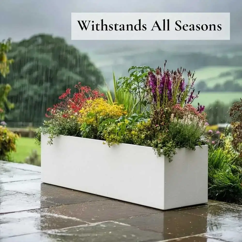 Zinc Galvanised Trough Planter | 75cm x 32cm x 32cm | White