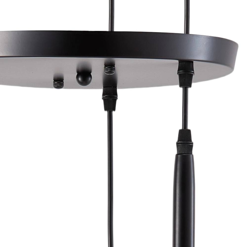 Black Modern 3-light Pendant Ceiling Lamp Height Adjustable Hanging Light Fixture With Glass Shades