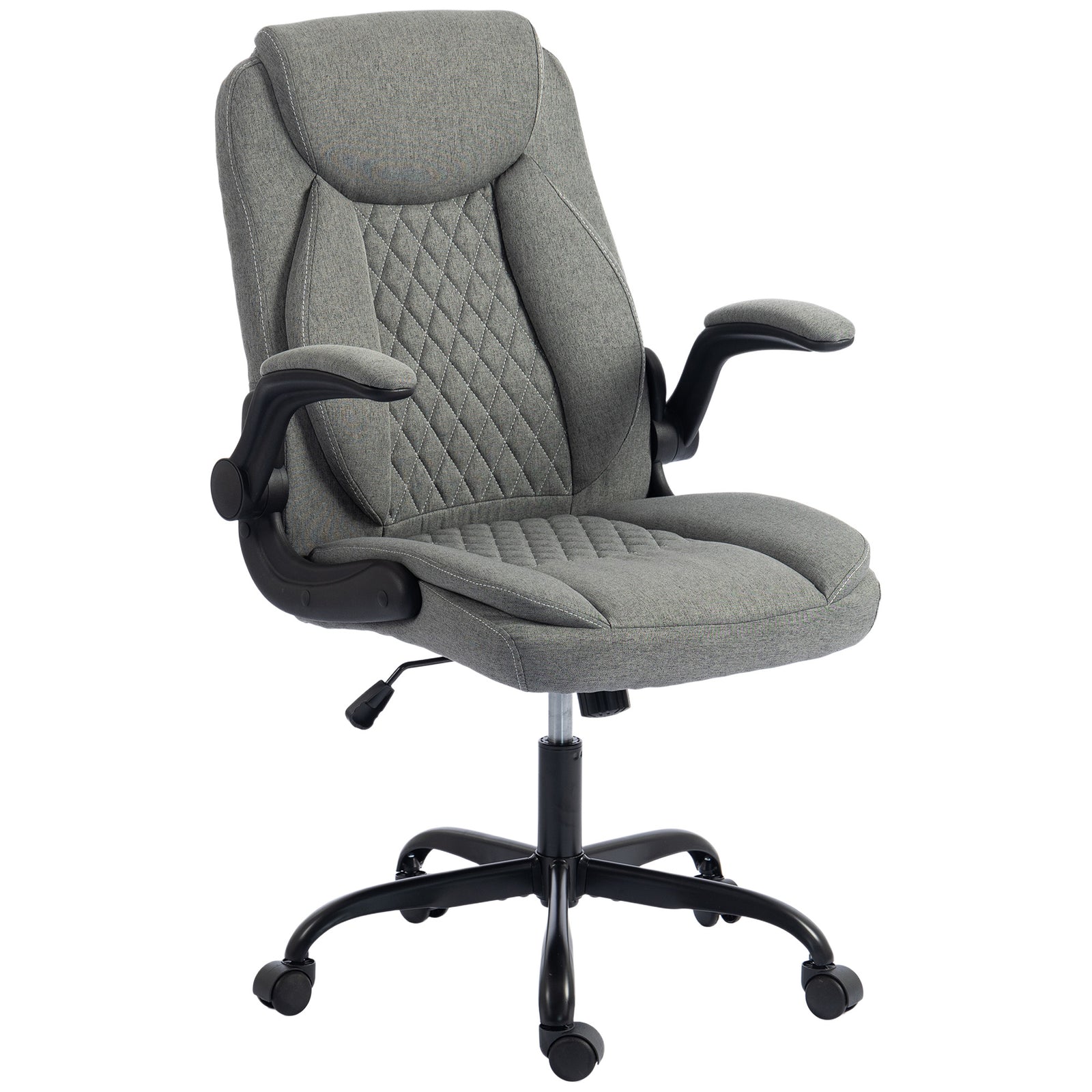 Linen-look Computer Desk Chair With Thick Cushion | Grey