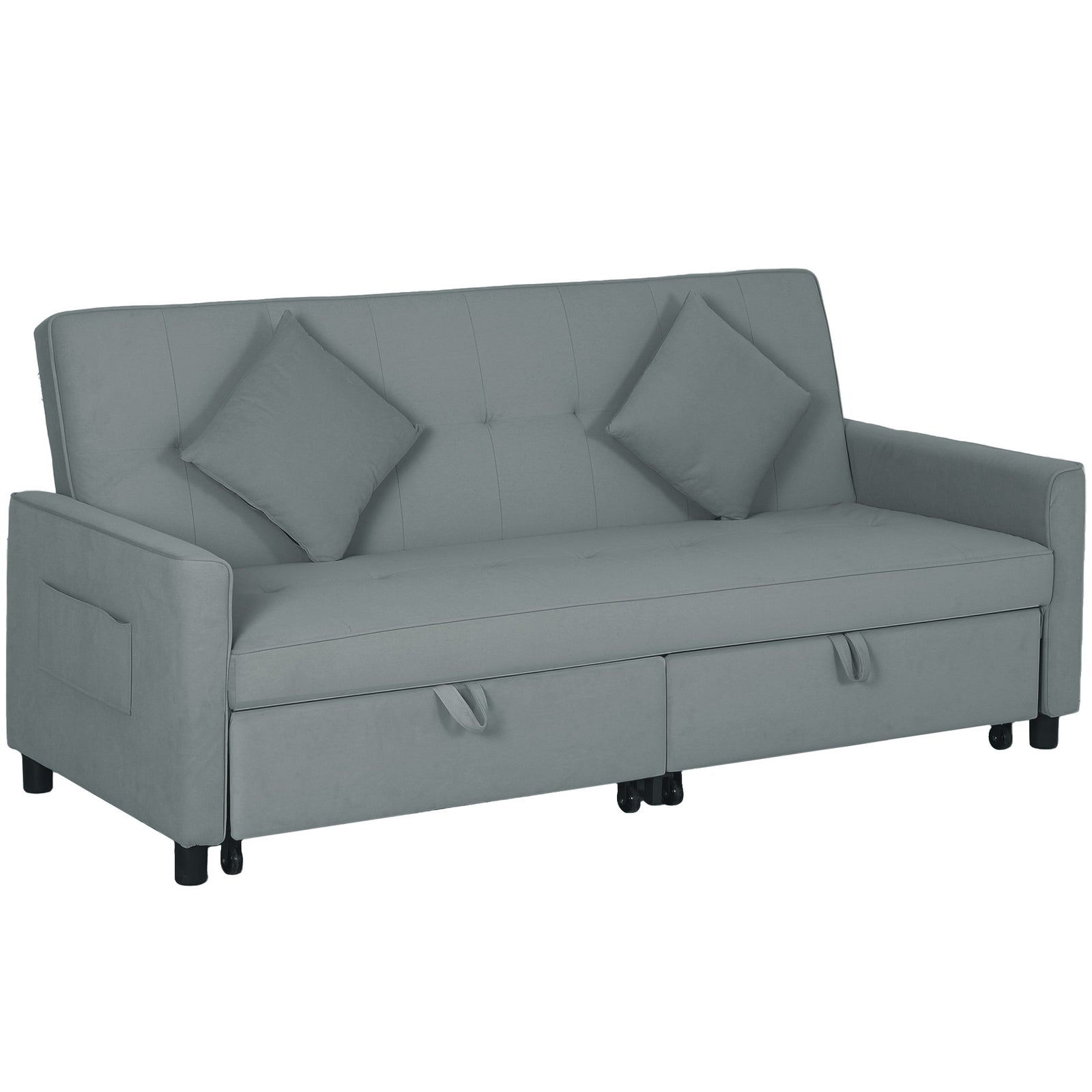 Reversible L-shaped Sectional Sofa Bed With Cushions | One Size | Gray
