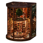 Book Nook Kit For Adults Library Diorama With Led, Shelf Decor, Walnut