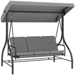 3 Seater Canopy Swing Chair Porch Hammock Bed | Light Grey