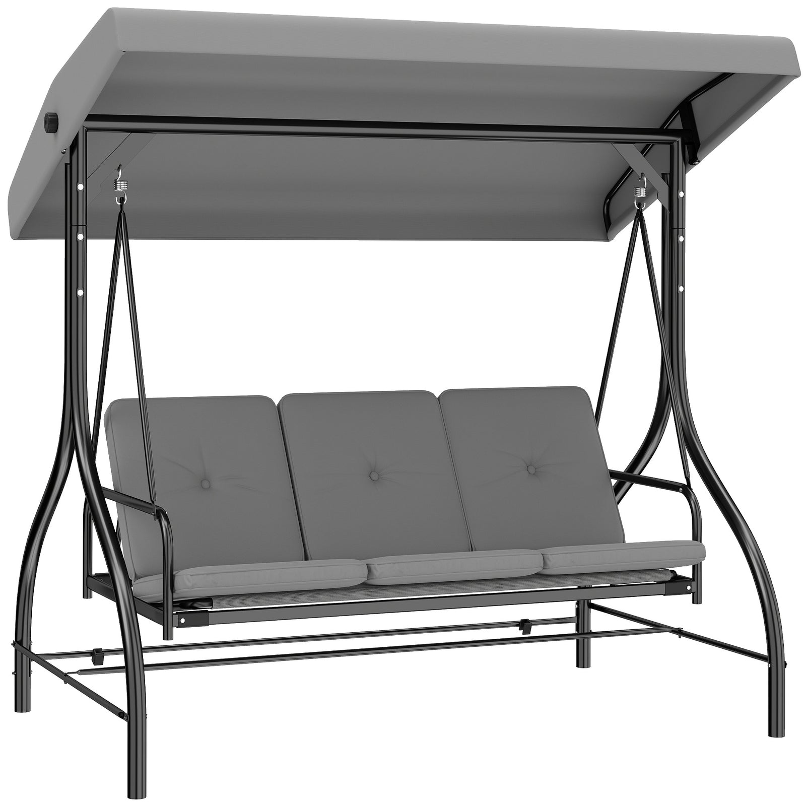 3 Seater Canopy Swing Chair Porch Hammock Bed | Light Grey