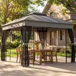 3 X 3 M Garden Gazebo With Shelves, Upf50+ Permanent Gazebo | Grey
