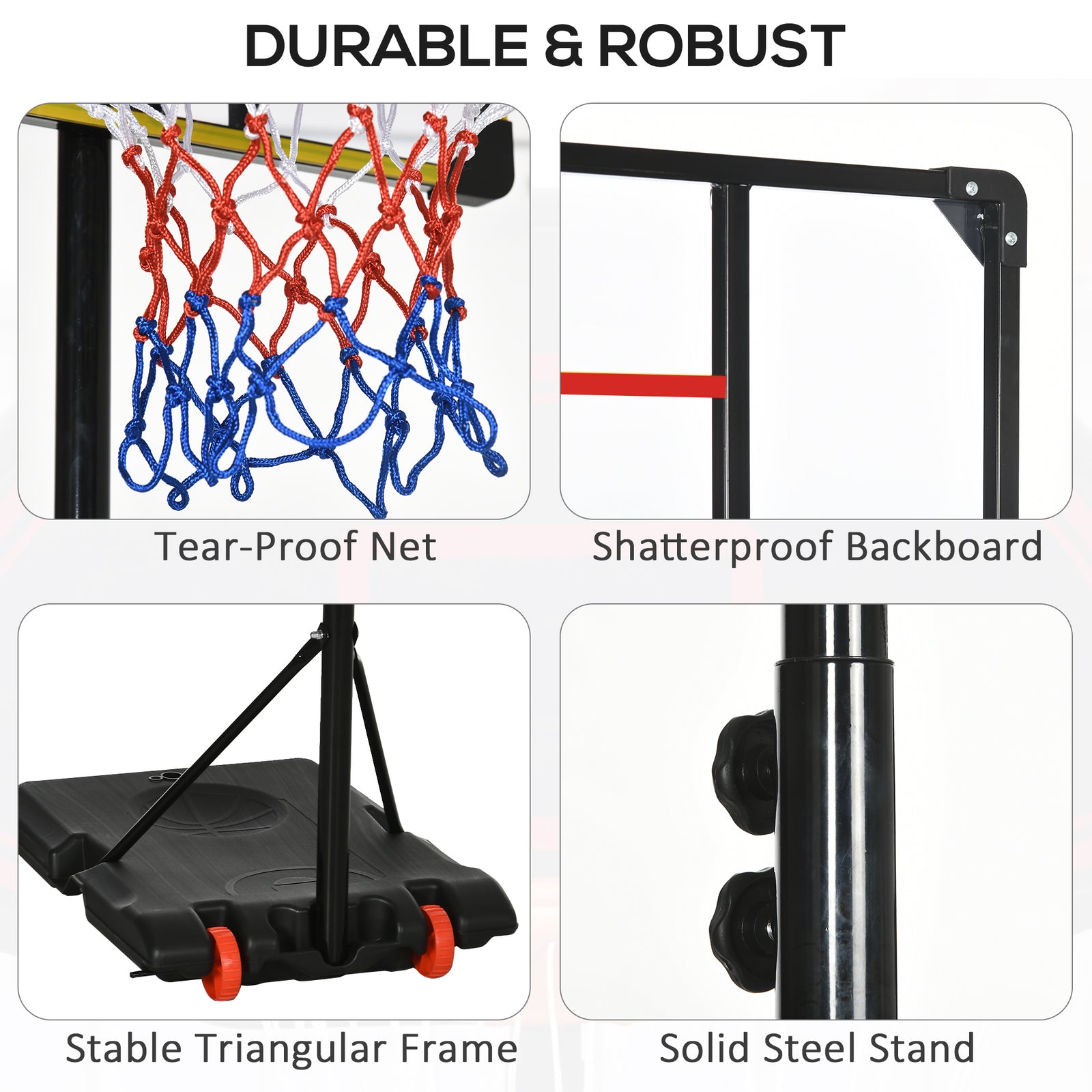 Adjustable Basketball Hoop And Stand W/ Wheels | Black