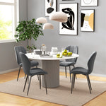 Dining Chairs Set Of 4, Flannel Upholstered Kitchen Chairs | Dark Gray