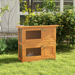 90 X 45 X 90 Cm 2 Tiers Rabbit Hutch Wooden Pet Cage W/ Run Bunny House