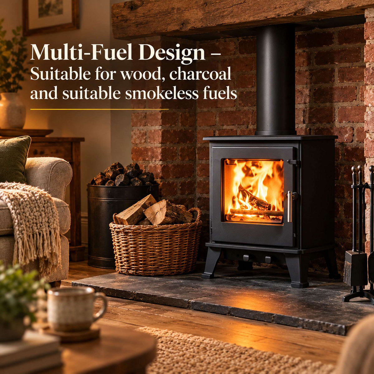 5kw Steel Wood Burning Stove Multi-fuel Fireplace St001 Defra Approved