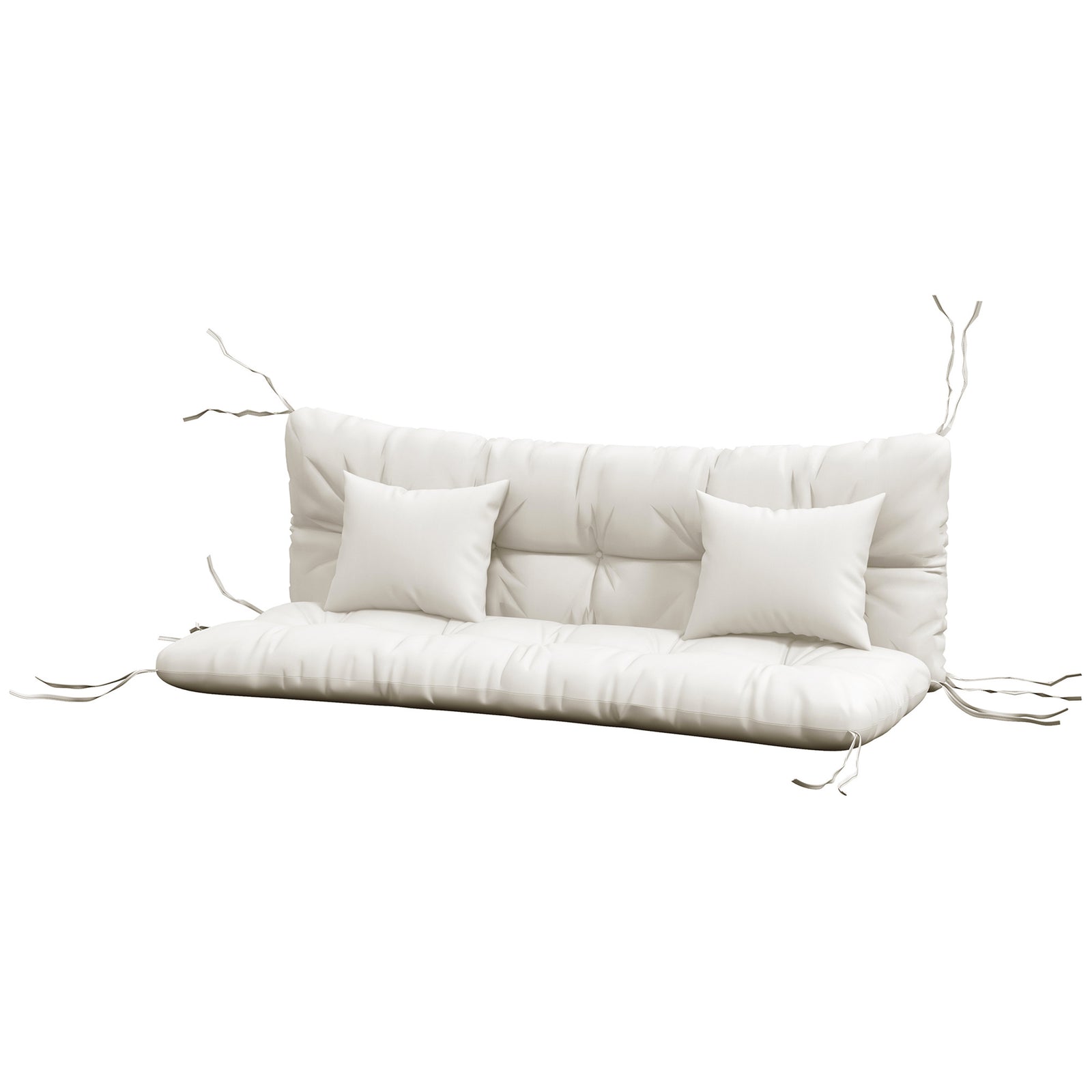 Seat Cushions Back Cushion W/2 Pillows, Water Repellent | White