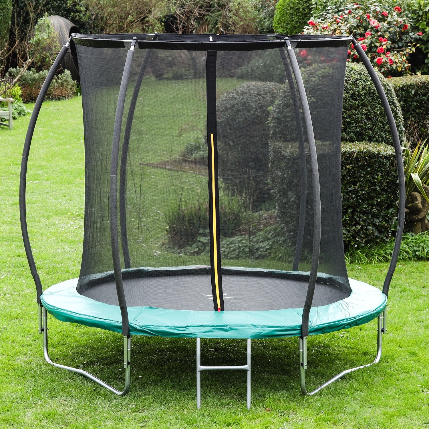 Leapfrog Round Outdoor Trampoline With Padding, Internal Safety Enclosure And Ladder | 10ft | Green