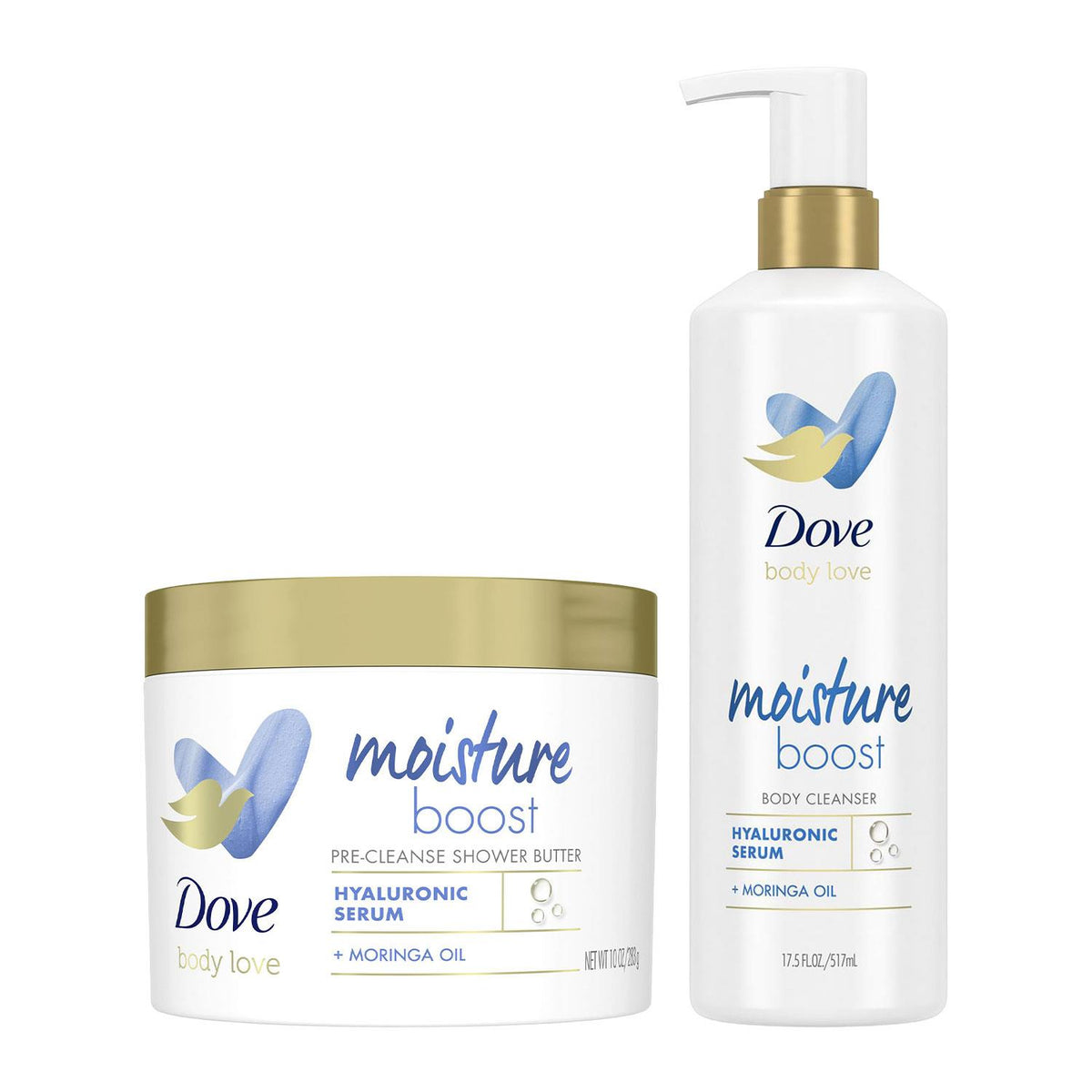 Body Love Moisture Duo, Hyaluronic Cleanser & Moringa Shower Butter