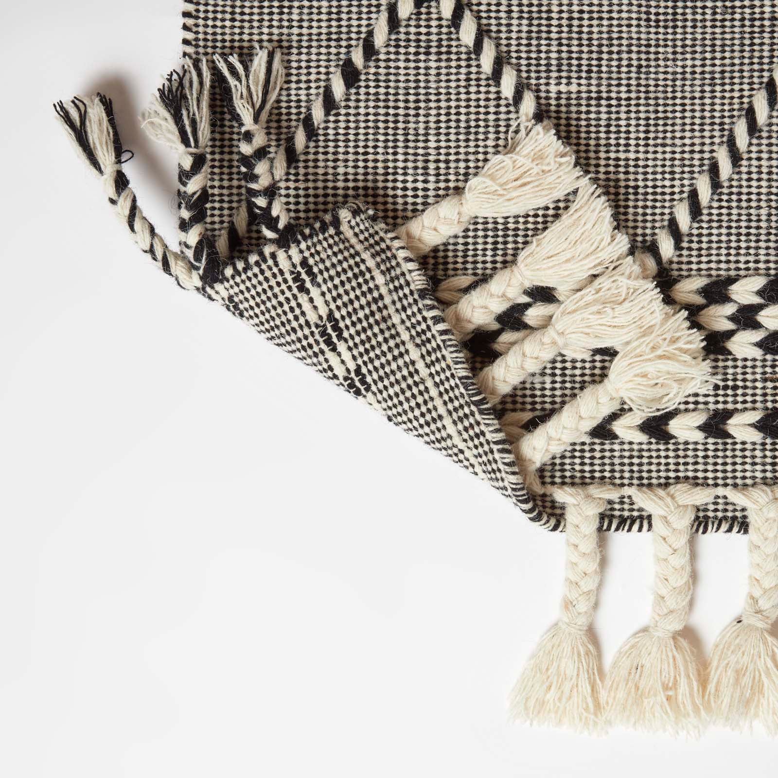 Edessa Black & White Kilim Wool Rug | 150cm x 220cm | Black & White
